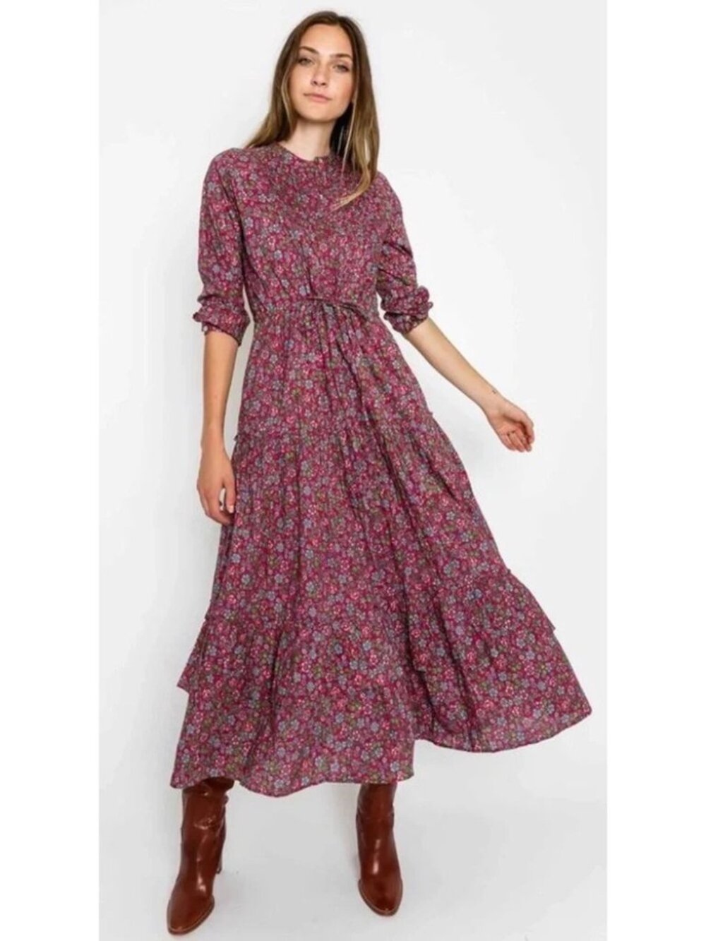 Banjanan Bazaar midi maxi dress Hedgehog Boysenberry floral